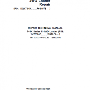 John Deere 744K 4WD Series II Loader Service Manual (S.N after F664578 -)