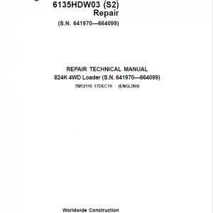 John Deere 824K 4WD Engine T3 & S2 Loader Service Manual (S.N 641970 - 664099)