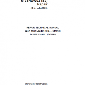 John Deere 824K 4WD Engine T3 & S2 Loader Service Manual (S.N before - 641969)