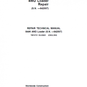 John Deere 844K 4WD Loader Service Manual (S.N before - 642007)