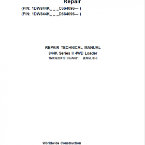 John Deere 844K 4WD Series II Loader Service Manual (S.N after C664096 & D664096 -)