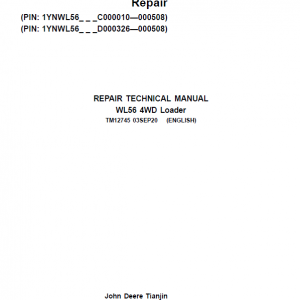 John Deere WL56 4WD Loader Manual ( S.N C000010- C000508 & D000326 - D000508)