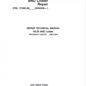 John Deere WL56 4WD Loader Repair Service Manual (S.N after D000509 - )