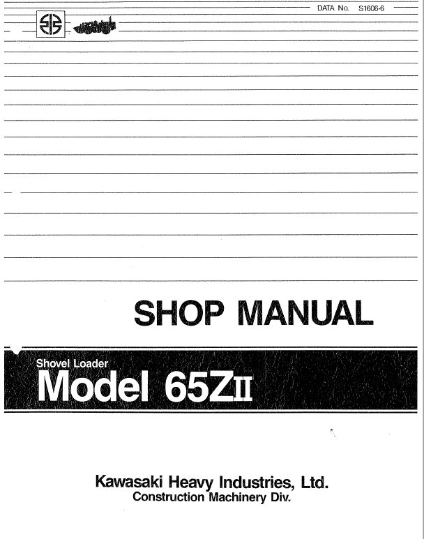 Kawasaki 65ZII Wheel Loader Service Manual