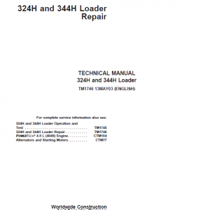 John Deere 324H, 344H Loader Service Manual