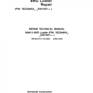 John Deere 544K-II 4WD Loader Repair Service Manual (S.N after D001001 - )