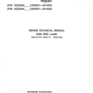 John Deere 624K 4WD Loader Service Manual (SN. C000001 & D000001 - 001000)