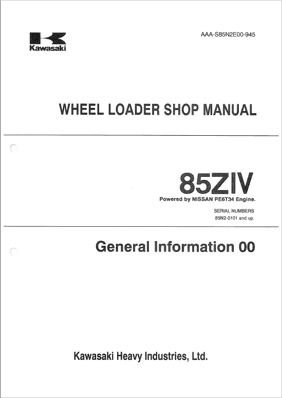 Kawasaki 85ZIV Wheel Loader Service Manual