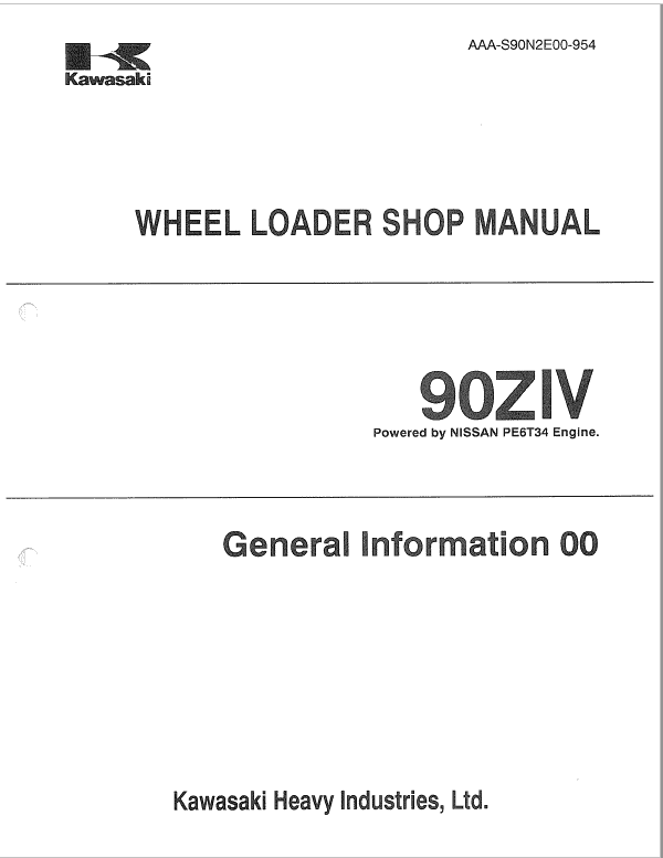 Kawasaki 90ZIV Wheel Loader Service Manual