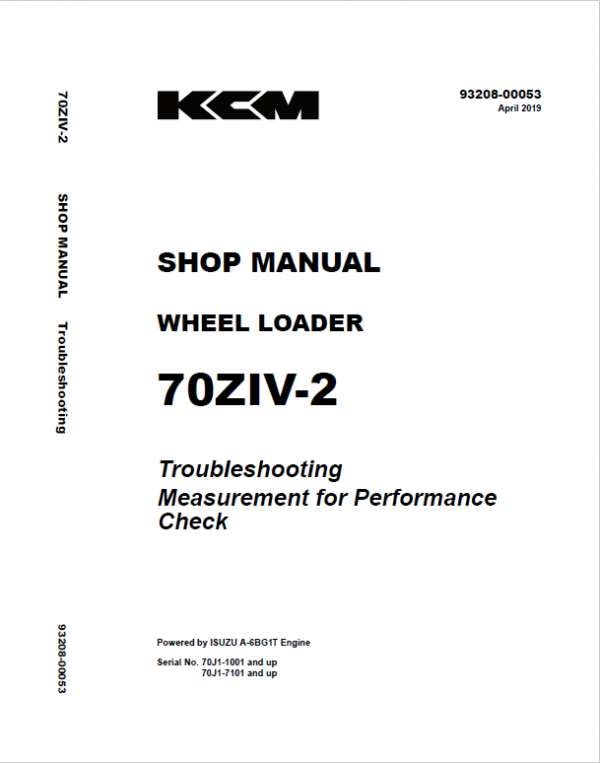 Kawasaki 70ZIV-2 Wheel Loader Repair Service Manual