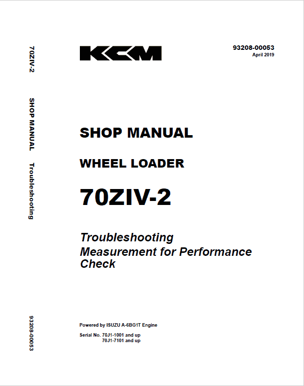 Kawasaki 70ZIV-2 Wheel Loader Repair Service Manual