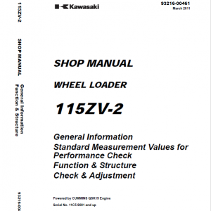 Kawasaki 115ZIV-2 Wheel Loader Repair Service Manual