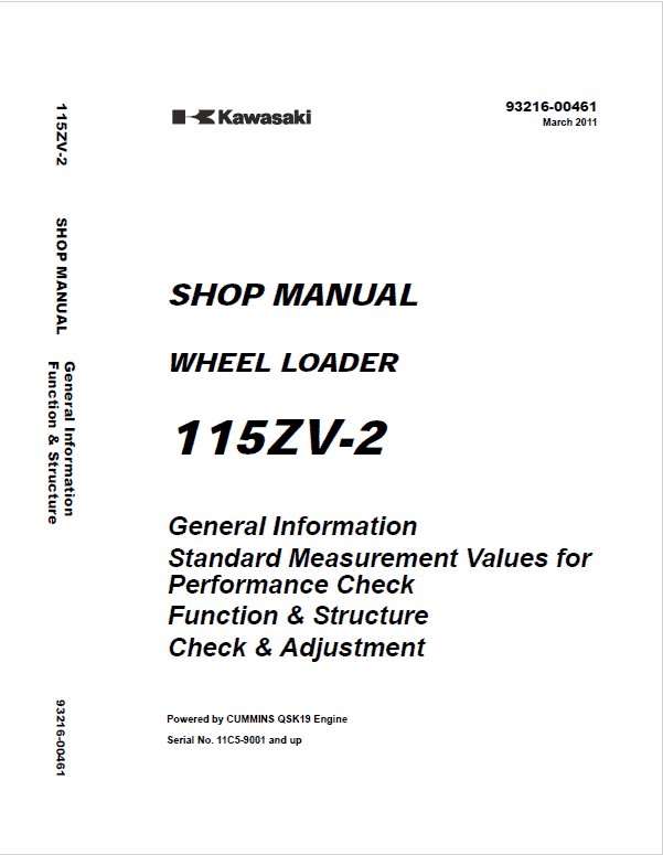 Kawasaki 115ZIV-2 Wheel Loader Repair Service Manual