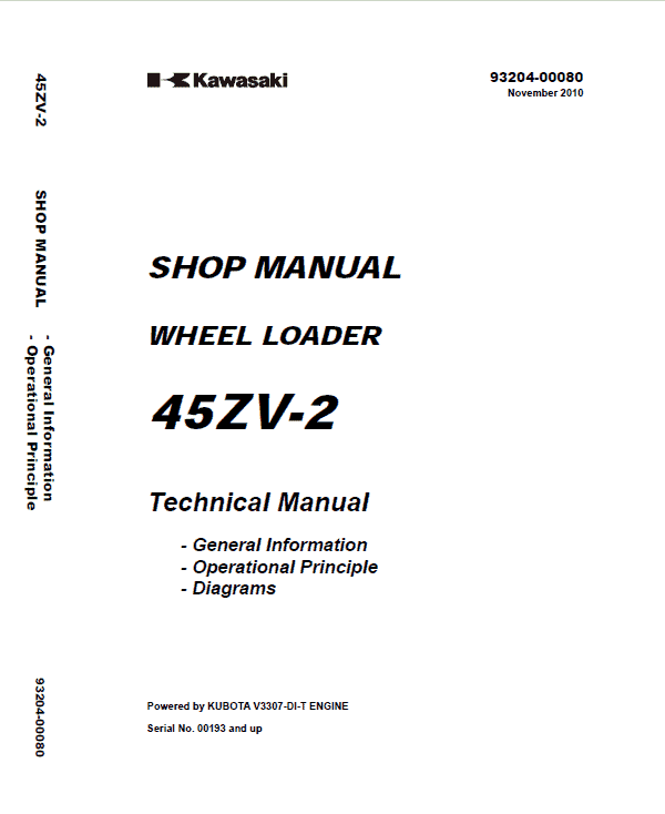 Kawasaki 45ZV-2 Wheel Loader Service Manual