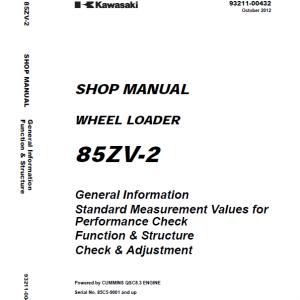 Kawasaki 85ZV-2 Wheel Loader Service Manual