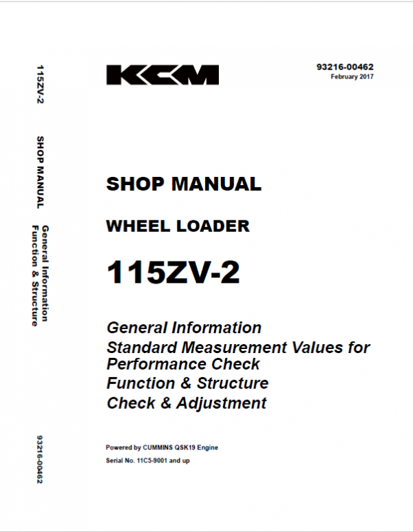 Kawasaki 115ZV-2 Wheel Loader Service Manual