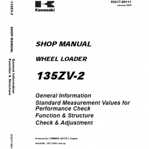 Kawasaki 135ZV-2 Wheel Loader Service Manual
