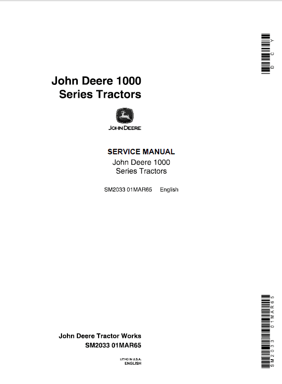 John Deere 1010 RS,1010 RU,1010 RUS,1010 O,1010 U,1010 R Tractors Service Manual