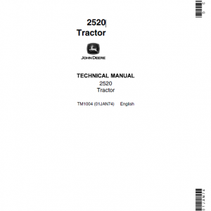 John Deere 2520 Tractor Service Manual