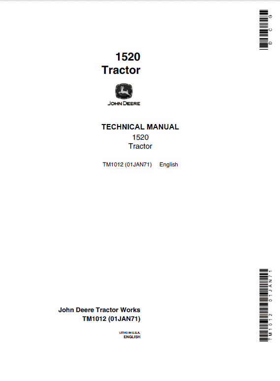 John Deere 1520 Utility Tractor Repair Service Manual
