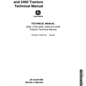 John Deere 2000, 2100, 2200, 2300, 2400 Tractors Repair Service Manual