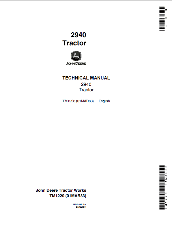 John Deere 2940 Tractor Repair Service Manual