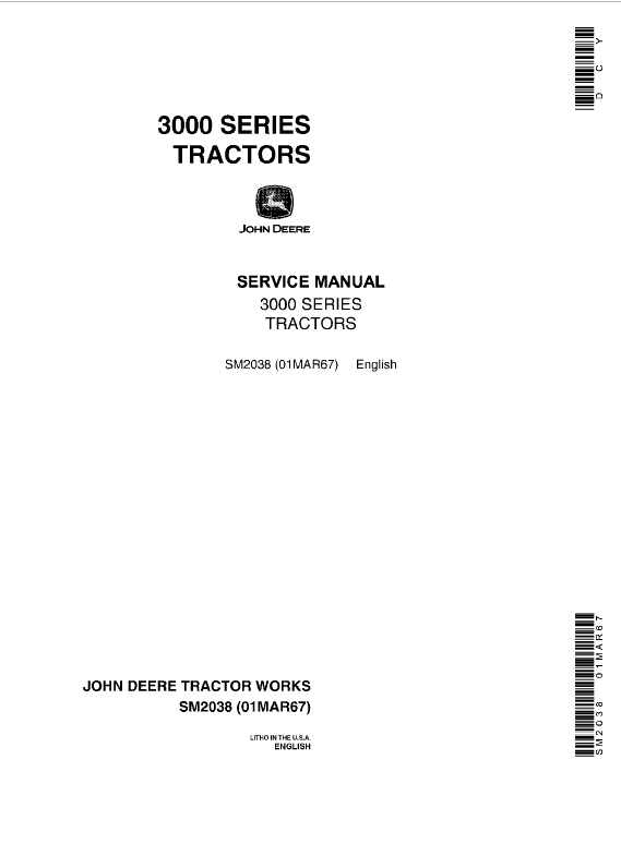 John Deere 3010, 3020 Tractors Service Manual (SM2038 & SM2041)