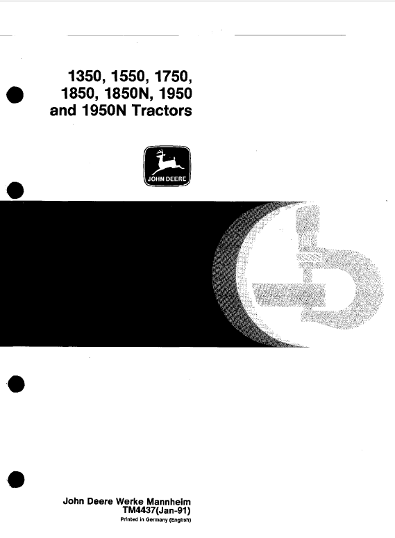 John Deere 1350, 1550, 1750, 1850, 1850N, 1950, 1950N Tractors Service Manual