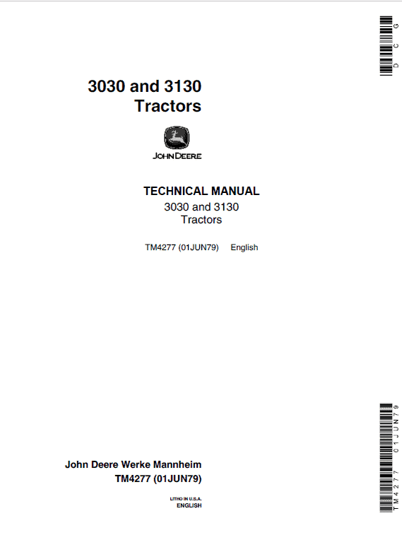 John Deere 3030, 3130 Tractors Repair Service Manual
