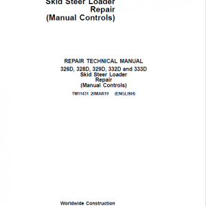 John Deere 329D, 333D SkidSteer Loader Service Manual (Manual Controls)