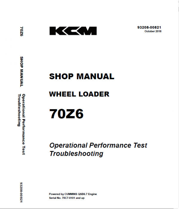 Kawasaki 70Z-6 Wheel Loader Service Manual