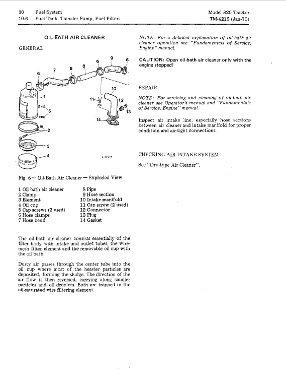 John Deere 820 Tractor Operators manual 3-Cylinder 