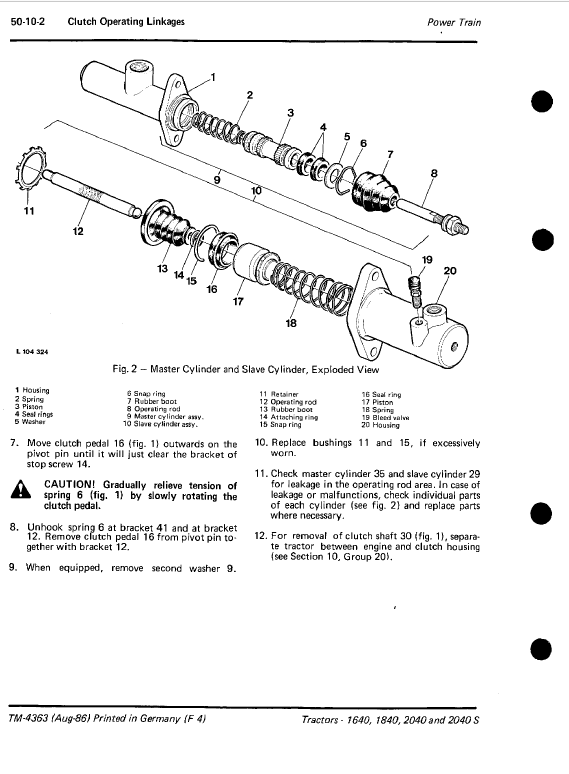 John Deere remolcador 1640 1840 2040 manual de instrucciones 