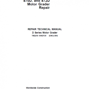 John Deere 670D, 672D, 770D, 772D, 870D, 872D Motor Grader Service Manual
