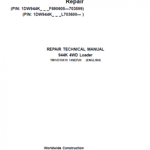John Deere 944K Hydrid 4WD Loader Service Manual ( S.N F690605 - F703599 & after L703600)
