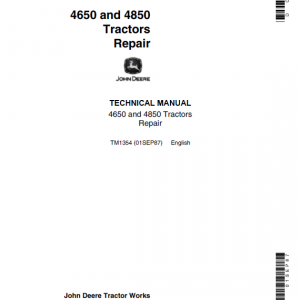 John Deere 4650, 4850 Tractors Repair Service Manual
