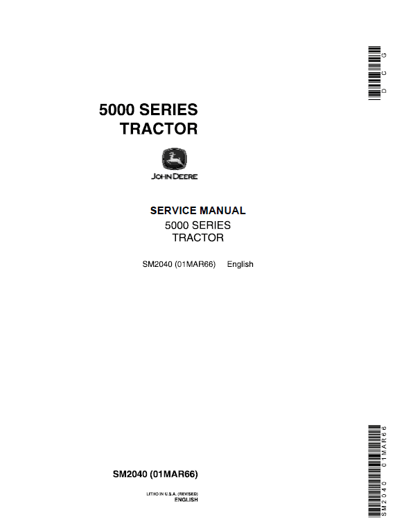 John Deere 5010, 5020 Tractors Repair Service Manual SM2040 & TM1022