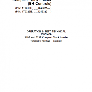 John Deere 319E, 323E SkidSteer Loader Service Manual (EH Controls - SN after J249321)