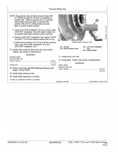 John Deere 770g 770gp 772g 772gp Grader Technical Manual Sn