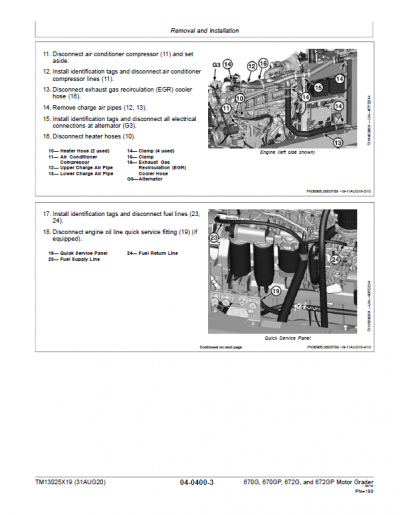 John Deere 670G, 670GP, 672G, 672GP Grader Service Manual (S.N F656526 ...