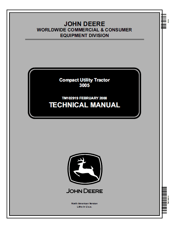 John Deere 3005 Compact Utility Tractor Repair Service Manual