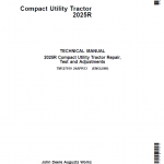 John Deere 2025R Compact Utility Tractor Repair Service Manual (S.N 010001-)