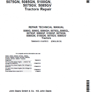 John Deere 5075GL, 5075GF, 5075GN, 5075GV Tractors Repair Service Manual