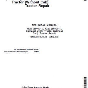 John Deere 4520, 4720 Compact Utility Tractors Service Manual (Without Cab - S.N 650001-)