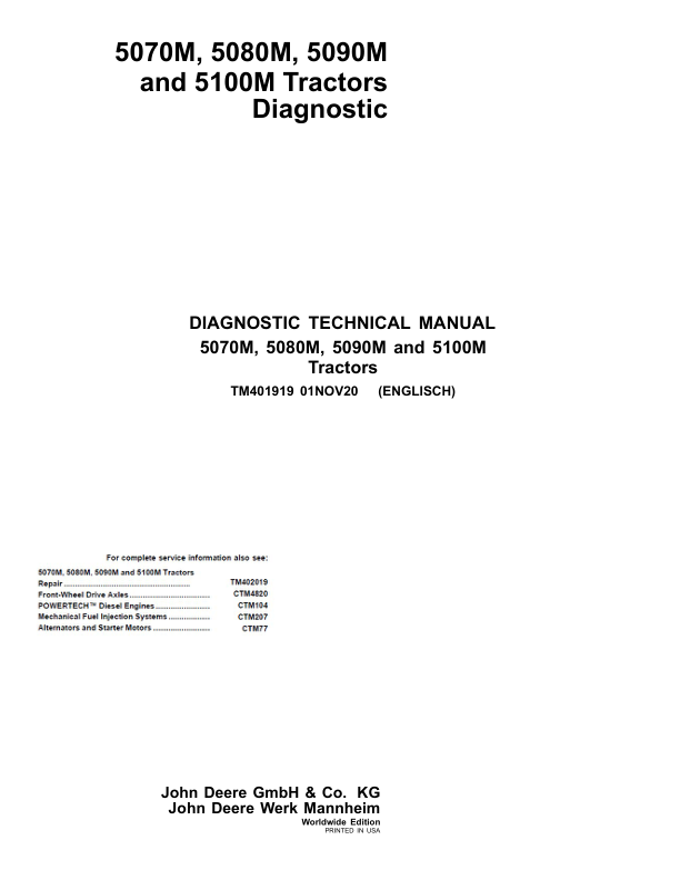 John Deere 5070M, 5080M, 5090M, 5100M Tractors Repair Service Manual_TM401919.pdf_page1