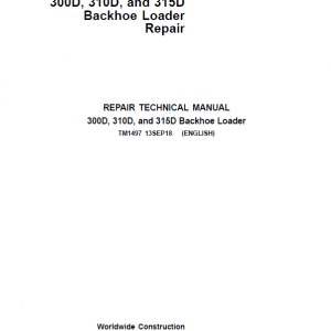 John Deere 300D, 310D, 315D Backhoe Loader Service Manual