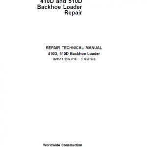 John Deere 410D, 510D Backhoe Loader Repair Service Manual