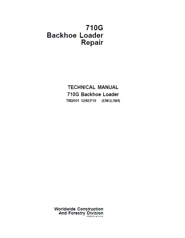 John Deere 710G Backhoe Loader Repair Service Manual