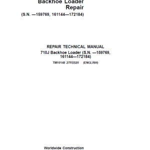 John Deere 710J Backhoe Loader Service Manual (S.N before - 159769 & 161144 - 172184 )