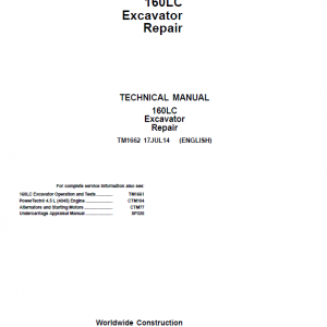 John Deere 160LC Excavator Repair Service Manual
